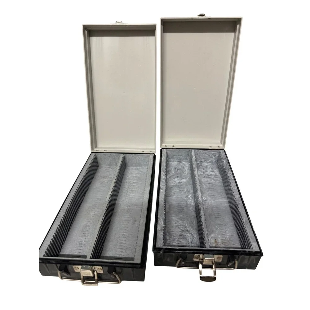 Vintage Agfa Slide‎ Storage Cases Set of 2 Grey Black Plastic 35mm Photo Box